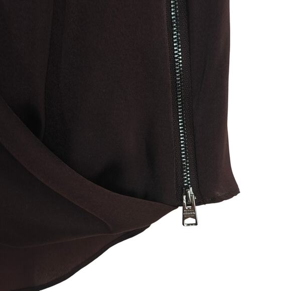 All Saints Abi Sleeve Draped Wrap Over Top Size 8 Purple V-Neck Silky Blouse - Picture 6 of 12